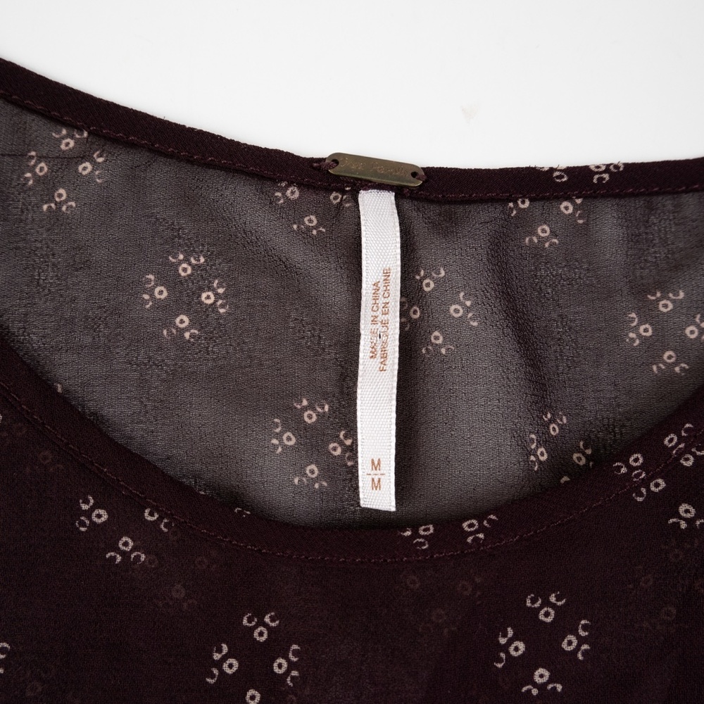 FREE PEOPLE Patterned Dress, Eggplant Color Perfect Condition - Picture 2 of 10